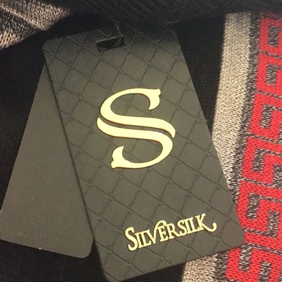 Silversilk Italian Connection Black Geometric Buckle Fur Knit Pullover  NEW - Picture 13 of 16